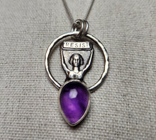 Load image into Gallery viewer, Resist/"Don't let the bastards grind you down" with amethyst pendant only/no chain
