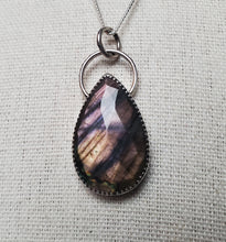 Load image into Gallery viewer, &quot;Don&#39;t let the bastards grind you down&quot; with rose-cut deep purple labradorite

