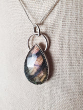 Load image into Gallery viewer, &quot;Don&#39;t let the bastards grind you down&quot; with rose-cut deep purple labradorite

