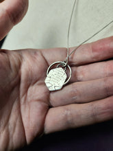 Load image into Gallery viewer, Phish - Twenty Years Later with honeycomb-cut silver sheen obsidian [pendant only/no chain]
