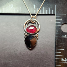 Load image into Gallery viewer, Rocky Horror - Don't Dream It with rose-cut rhodolite garnet and radial cut black onyx
