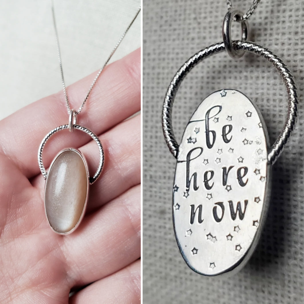 Be Here Now with peach moonstone