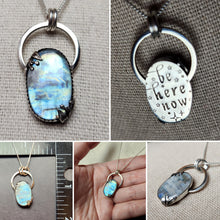 Load image into Gallery viewer, Ram Dass "Be Here Now" with rainbow moonstone [pendant only]

