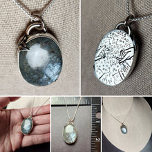 Load image into Gallery viewer, Phish - More with silver sheen aquamarine [pendant only]
