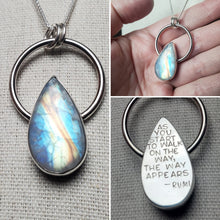 Load image into Gallery viewer, Rumi quote, with rainbow moonstone
